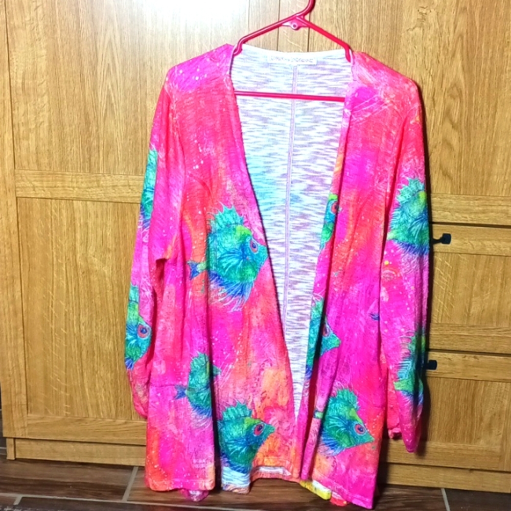 Leoma Lovegrove Open Front Cardigan Tropical Fish XXXL